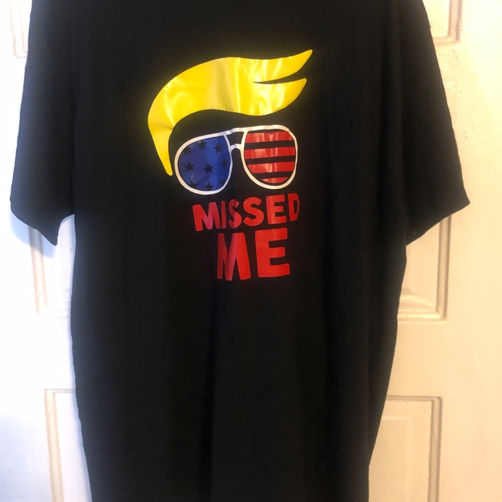 Men’s or Women’s Size 2XL black cotton T-shirt handmade with Trump u missed!